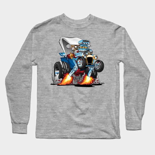 Custom T-bucket Roadster Hotrod Cartoon Illustration Long Sleeve T-Shirt by hobrath